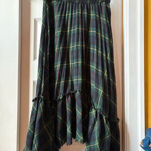 Zara Black Plaid Asymmetrical Midi Skirt